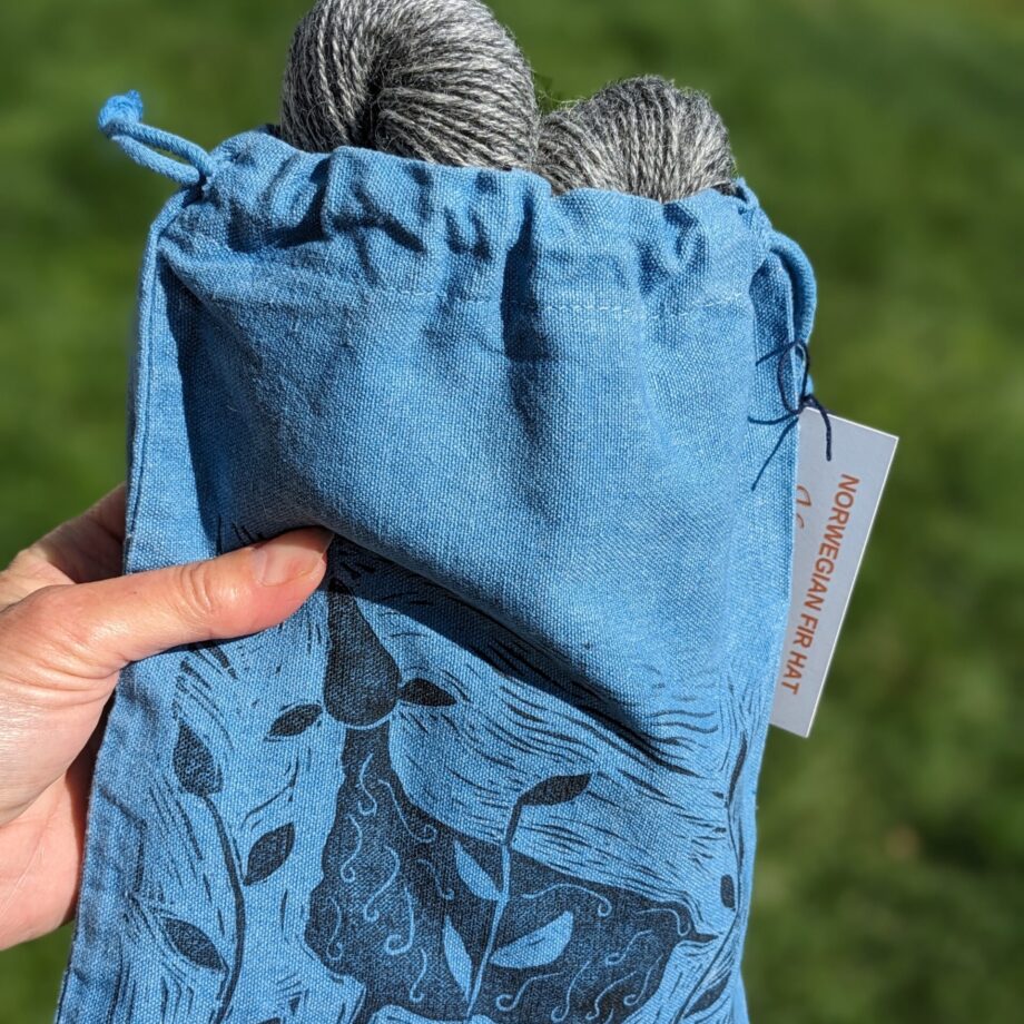 Indigo Sheep Block Print Project Bag - Vermont Grand View Farm, LLC